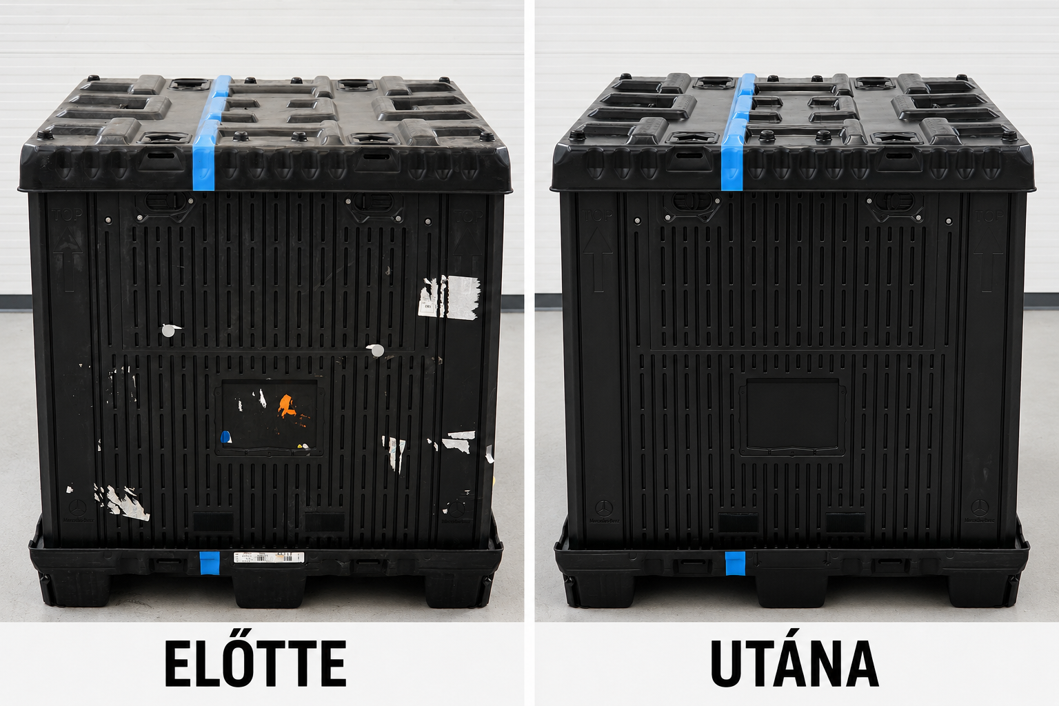 Fekete konténer előtte-utána v2 Konténermosás előtte-utána